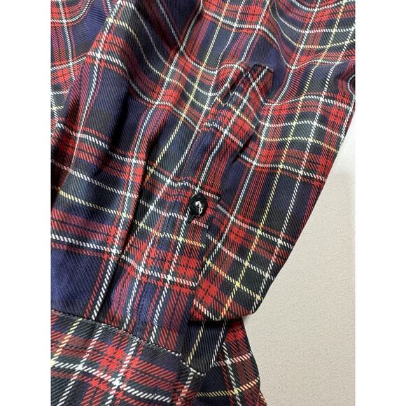 Thomas Mason Bespoke Night & Day Plaid Shirt 15.5 40 Red Blue Italian Button Up - Picture 5 of 10